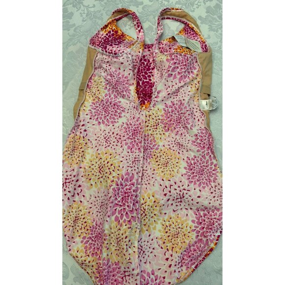 L.L. Bean sun Blocking Sz 18‎ Pink orange Floral One Piece Swimsuit Slimming New - Picture 7 of 9
